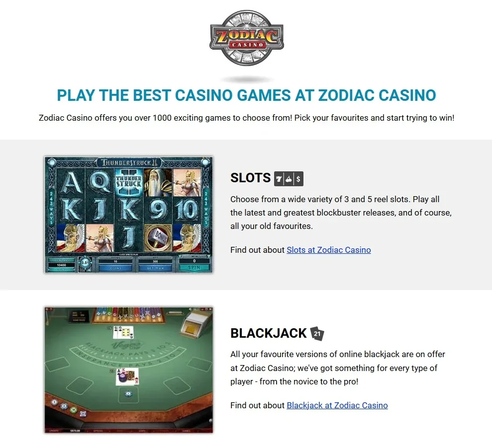 Zodiac Casino Games: Slots, Tables, Jackpots and Providers